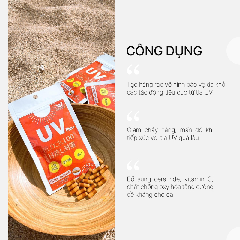 Viên uống chống nắng nội sinh UV Plus+ Block 100 - HAYARI VIỆT NAM